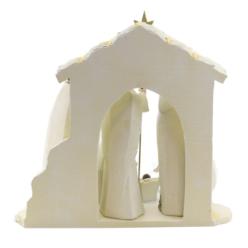 Christmas 10.75" Gold & Cream Nativity 10 Set Baby Jesus Mary Joseph Stable  -  Decorative Figurines