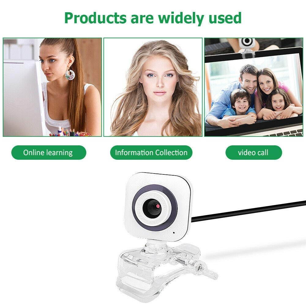 Webcam with Microphone 480P HD White Cam Camera USB for PC Laptop Desktop Video Streaming Computer Meeting Conference