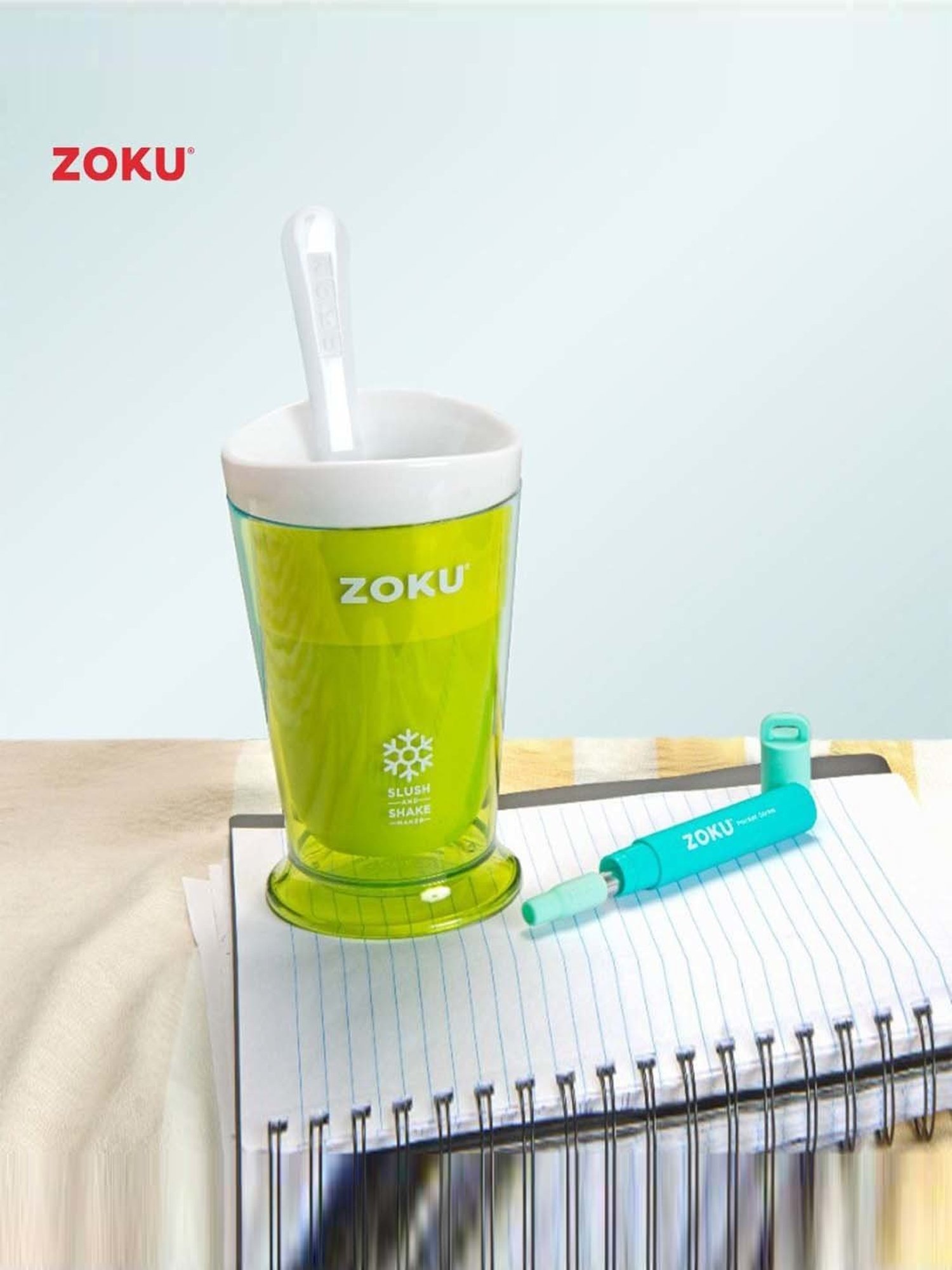 Zoku 2-Piece Green Medium Shake Maker & Pocket Straw Set
