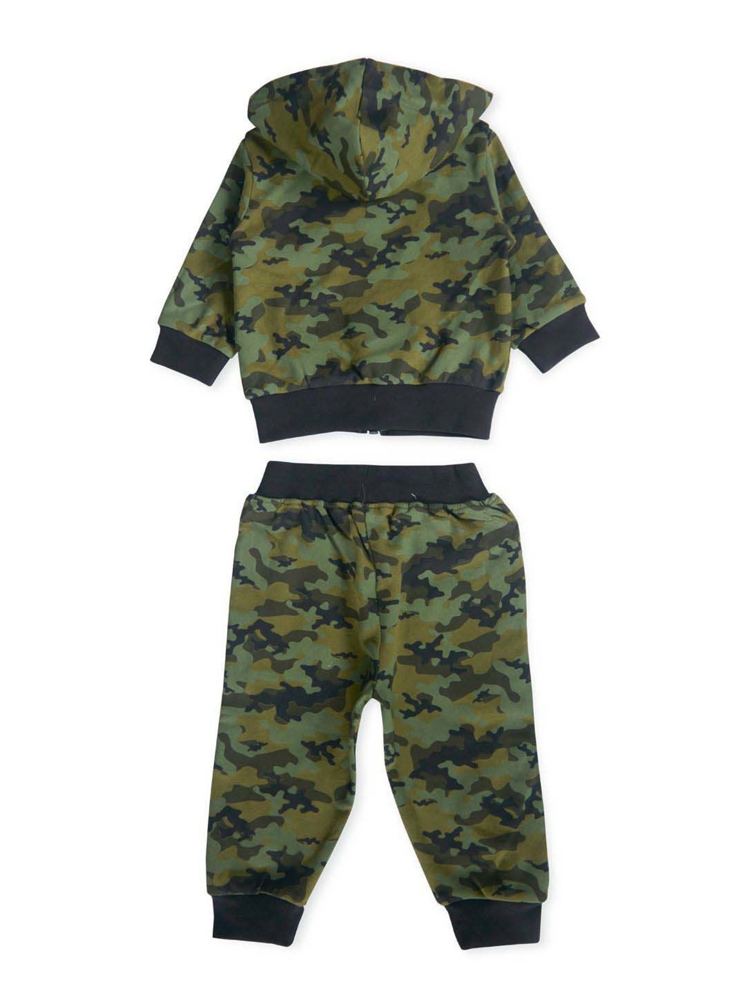 GJ baby Green & White Cotton Camouflage Full Sleeves T-Shirt Set