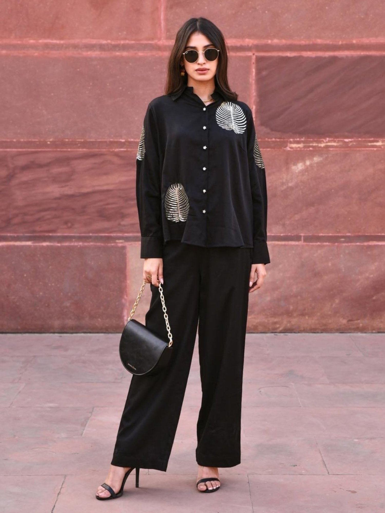 Gulaal Black Diyu Sequin Embroidered Shirt
