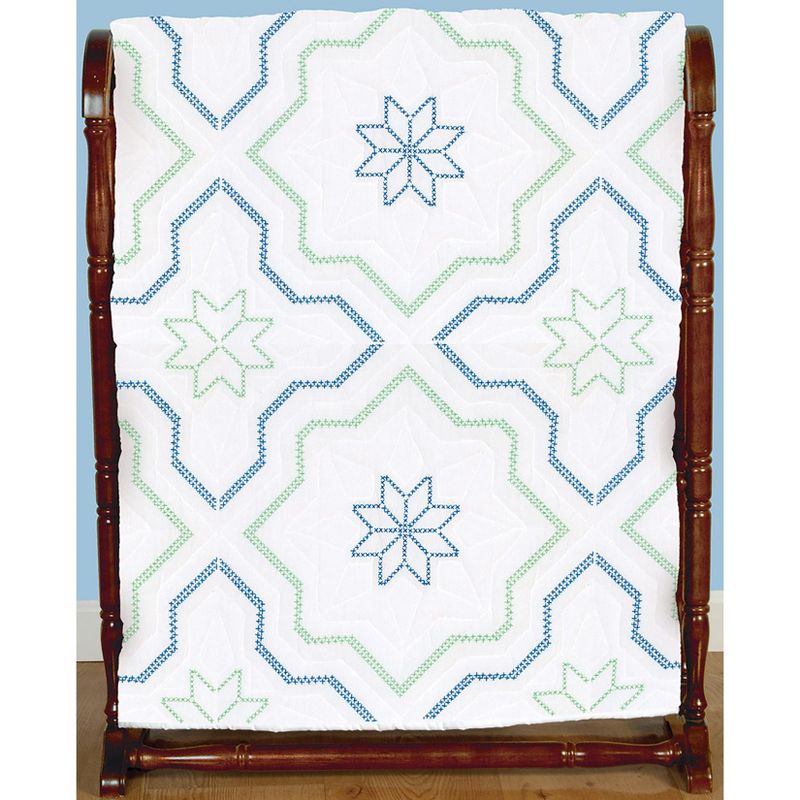 Jack Dempsey Stamped White Quilt Blocks 18"X18" 6/Pkg-XX Interlocking Star