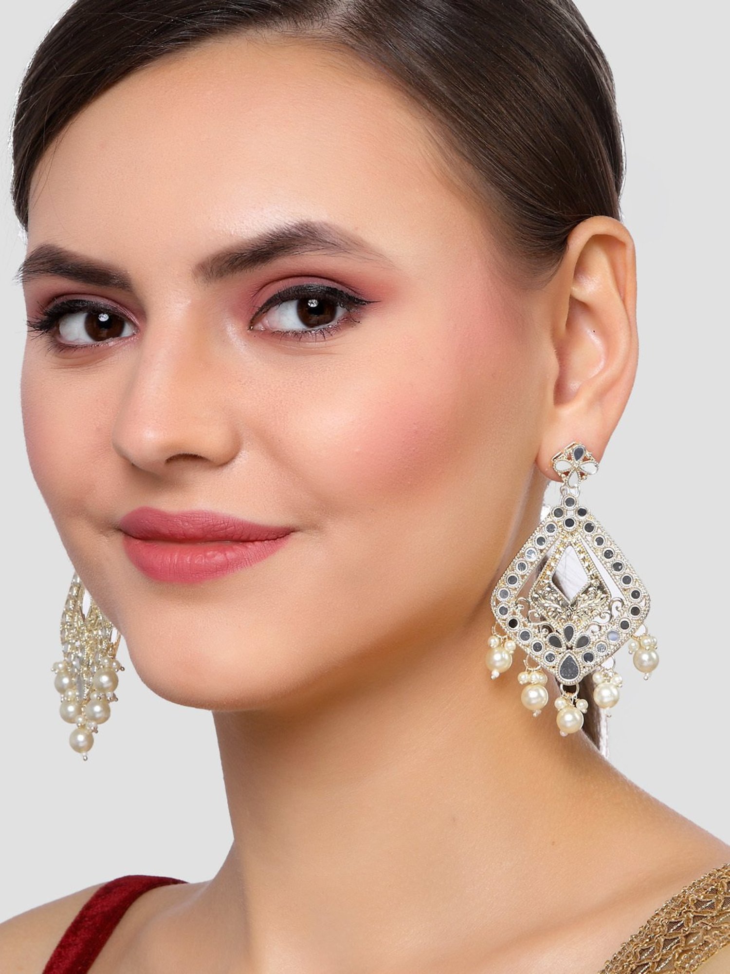 Karatcart Gold-Plated Mirror Dangler Earrings for Women