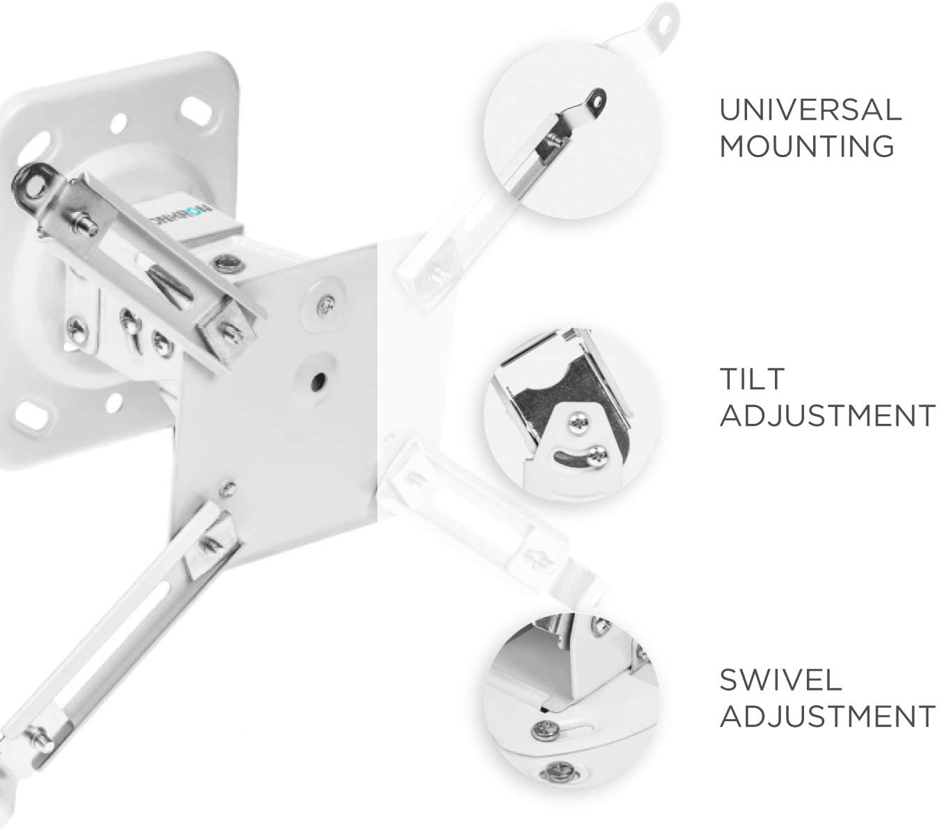 ONKRON Universal Ceiling Projector Mount Adjustable Mounting Bracket up to 22 LBS White K2A