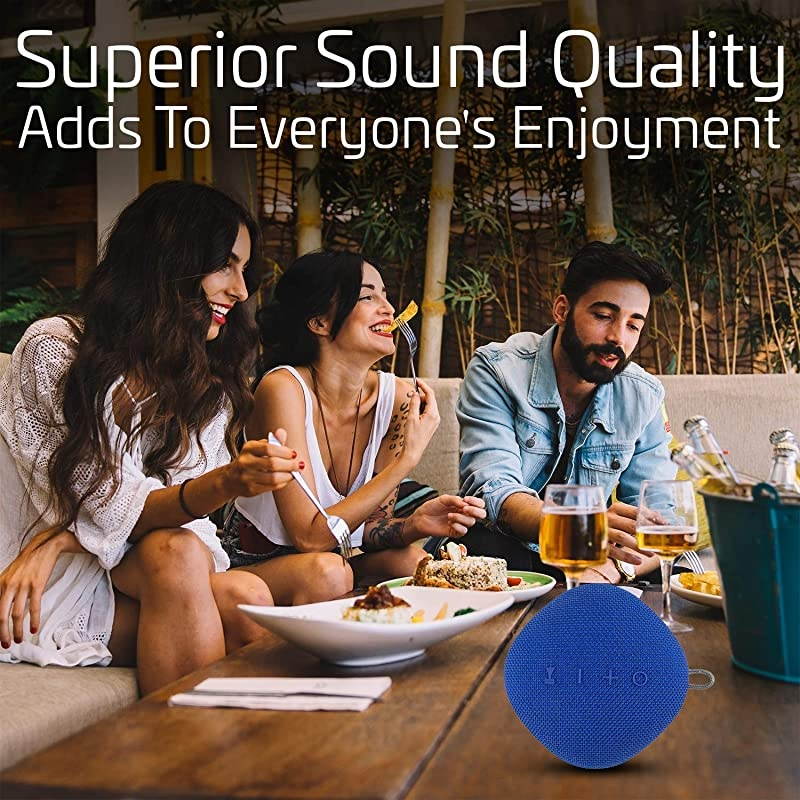 True Wireless Bluetooth Speaker wMic | Loud HD Sound | IPX5 Waterproof for Camping Shower Travel Beach Listening | 12 Hours of Music |Compact Portable and Rechargeable Blue