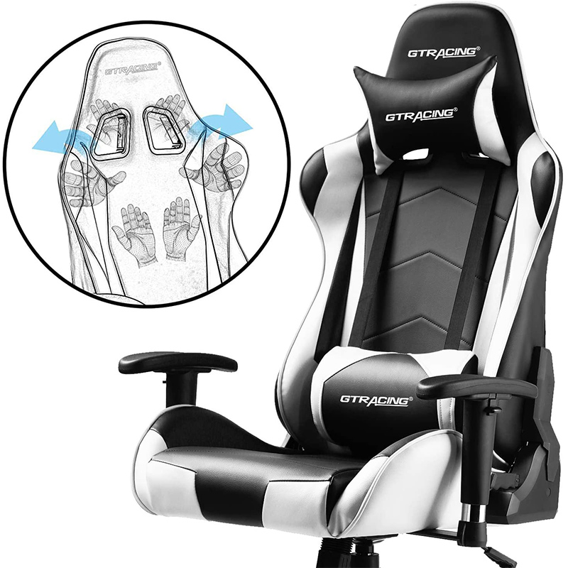GTRACING Gaming Chair Racing Office Computer Game Chair Ergonomic Backrest and Seat Height Adjustment with Pillows Recliner Swivel Rocker Headrest and Lumbar Tilt E-Sports Chair (Black/Red)