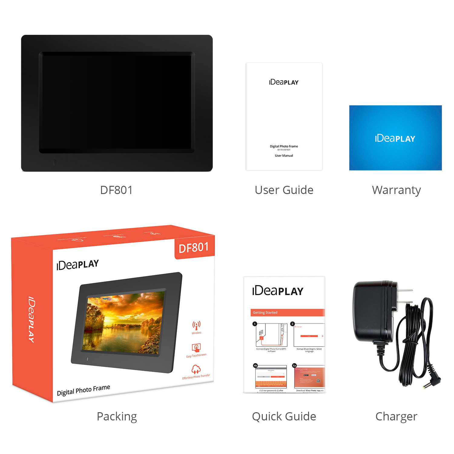 iDeaPLAY DF801 7.85 inch WiFi Digital Photo Frame, 1024x768 HD Display, 8GB Internal Storage, iOS & Android App, Support Photo, Music, Built-in Speaker