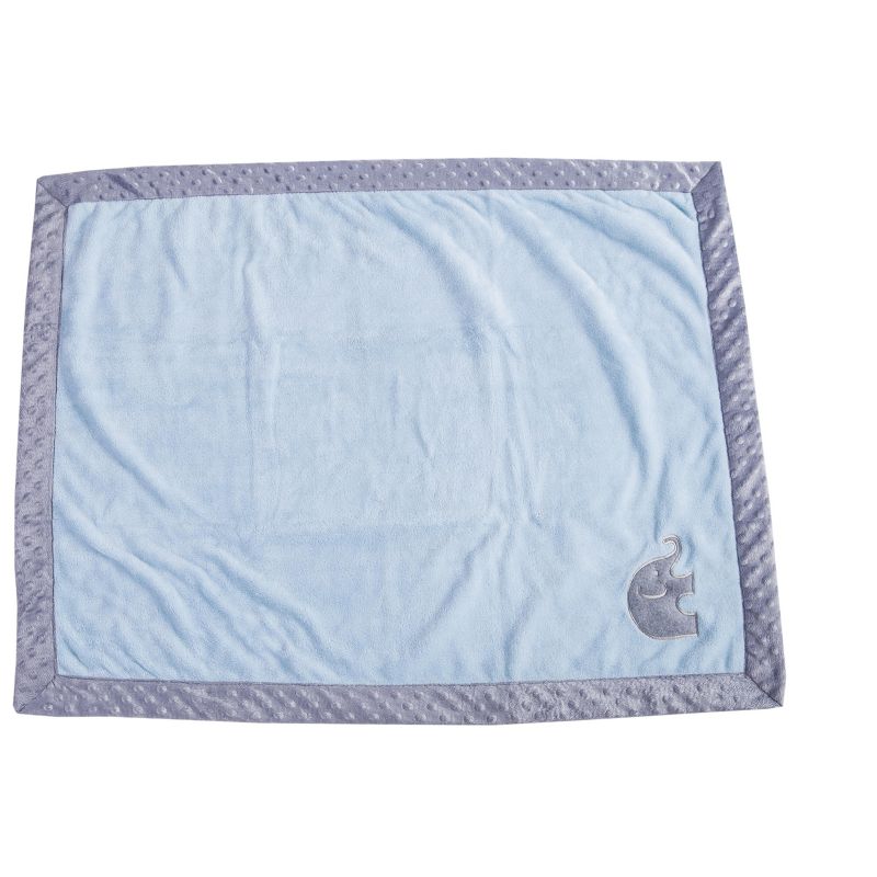 Bacati - Elephants Light Blue with Grey Border Embroidered Blanket