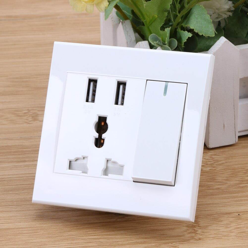 Universal 2100mA 5V 2 USB Wall Socket AC 110-250V Home Wall Charger 2 Ports USB Outlet Power Charger For Cellphone