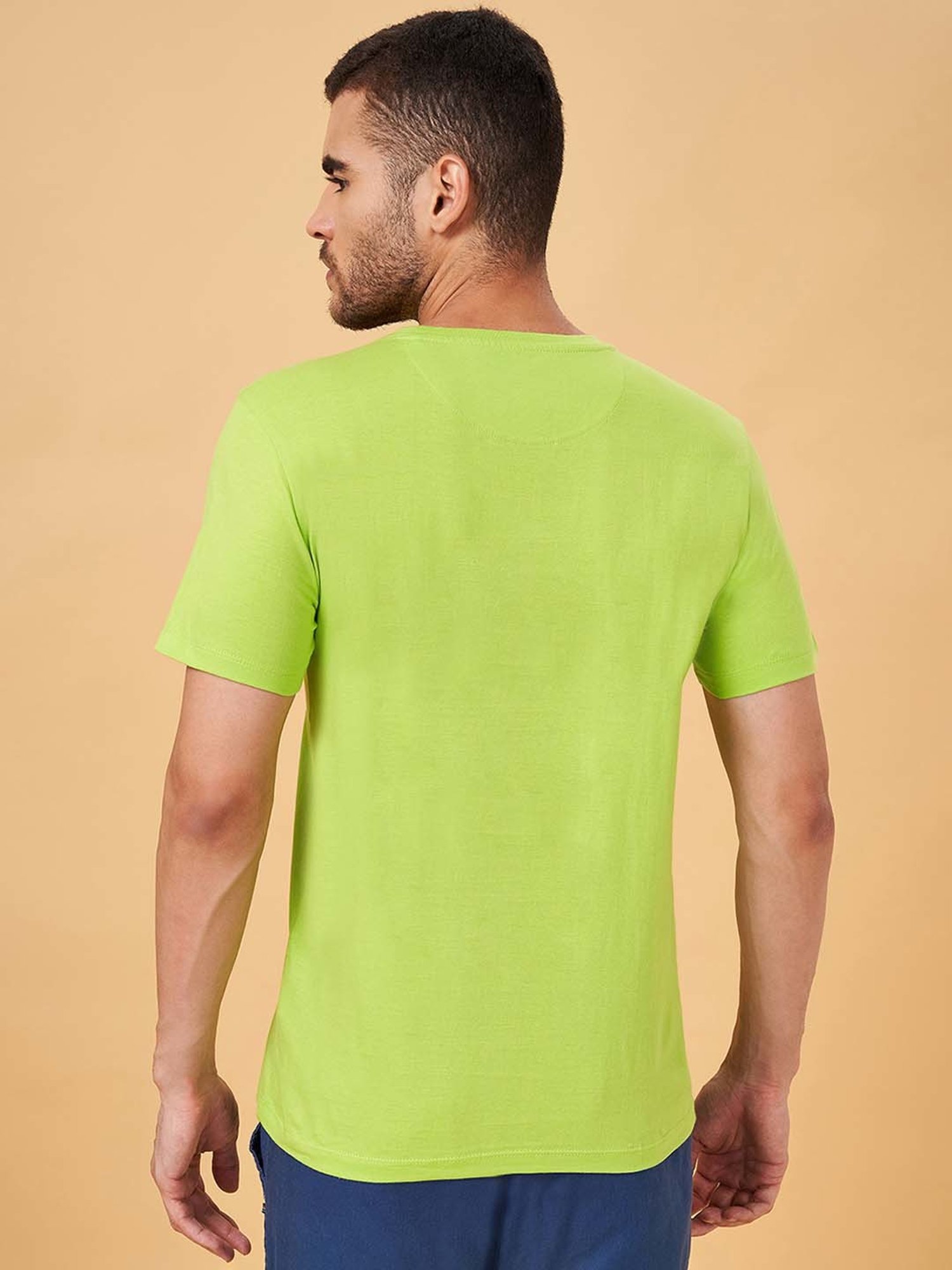 Urban Ranger by Pantaloons Green Slim Fit Printed Crew T-Shirt