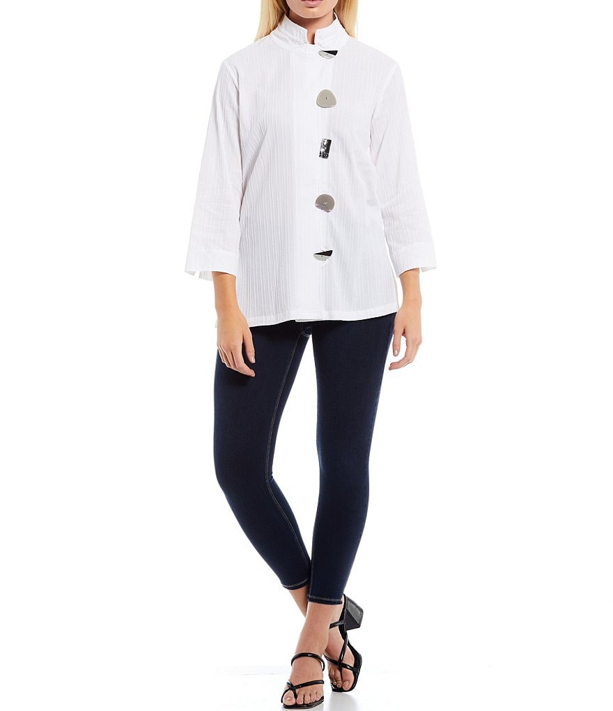 Eva Varro Animal Print Knit Jersey 3/4 Slit Sleeve Tunic