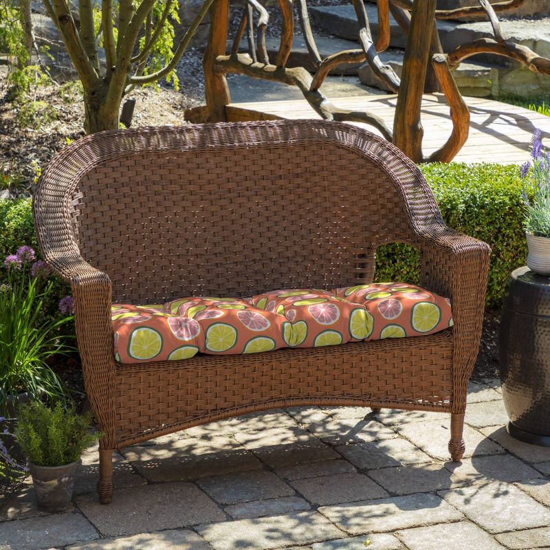 Arden Selections Watercolor Citrus Outdoor Wicker Settee Pink