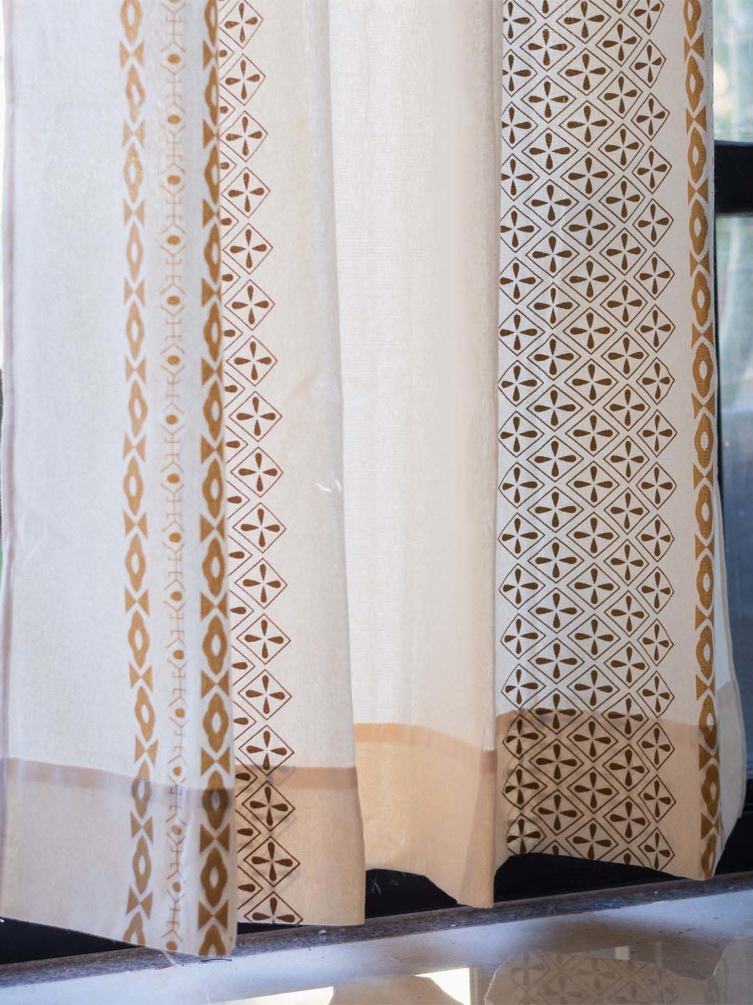 Urban Space Taupe Cotton Door Curtain With Tieback & Eyelet - Set of 2