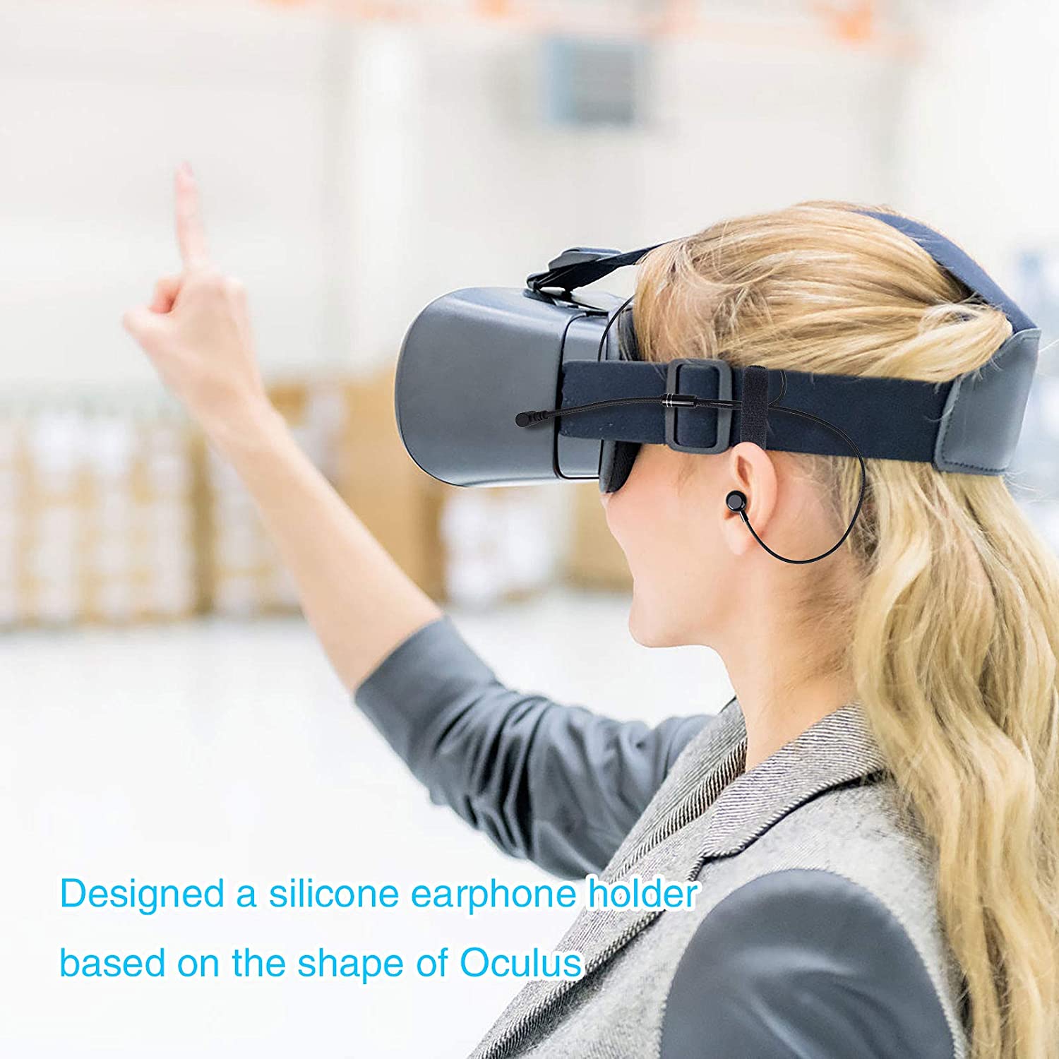 Headphones for Oculus Quest 2 VR Headset Noise-Isolating in-Ear Earphones with 3D 360 Degree Sound and Custom Silicone Earbuds Caps (White)