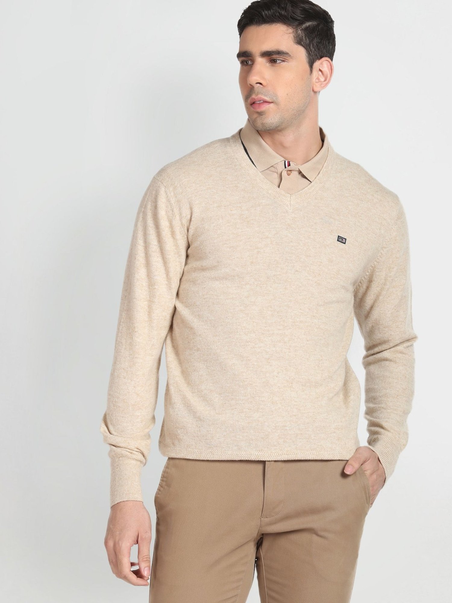 Arrow Sport Beige Regular Fit Sweater