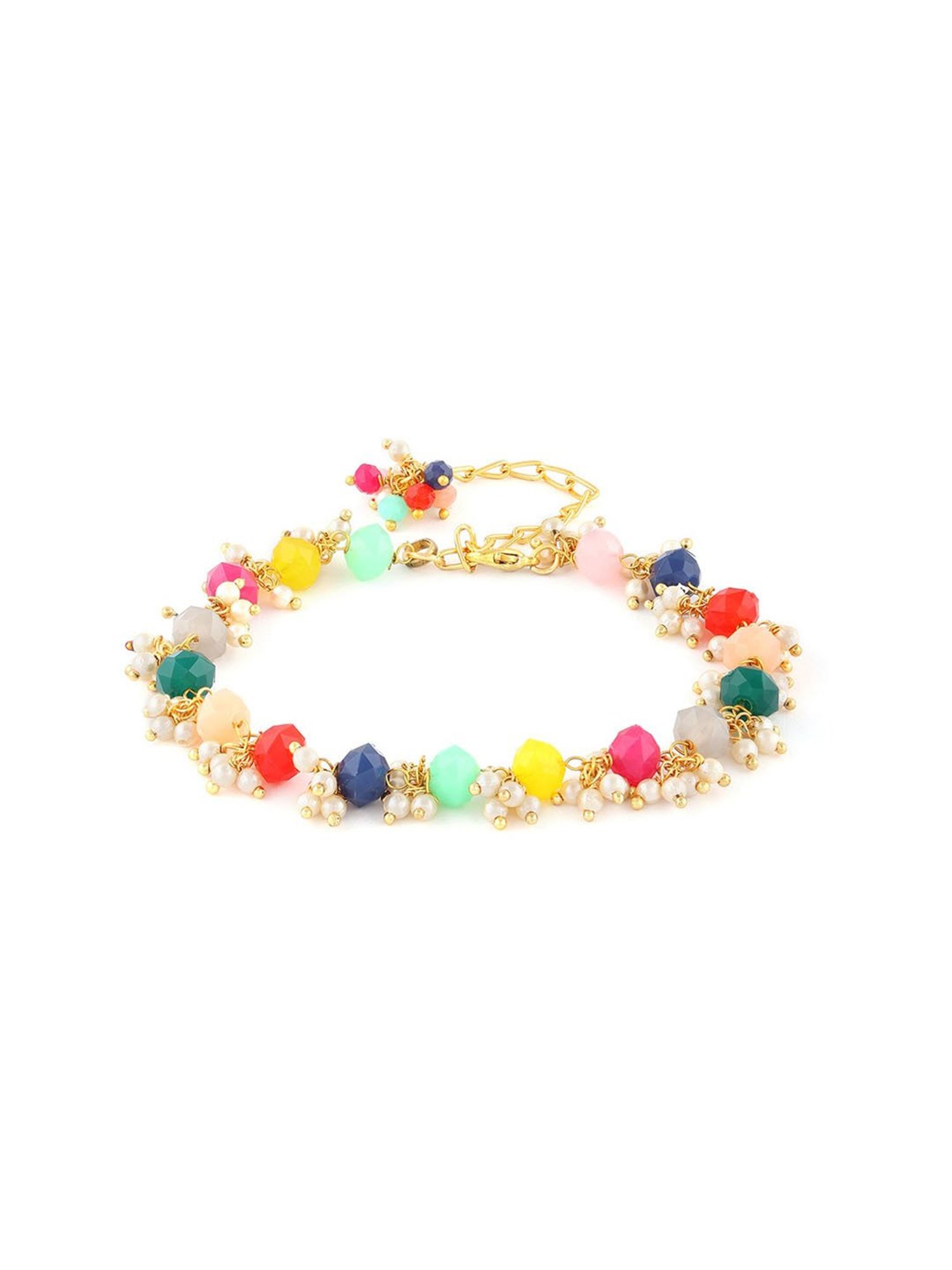 Zaveri Pearls Multicolor Crystal Beads & Cluster Pearls Traditional Bracelet-ZPFK13677