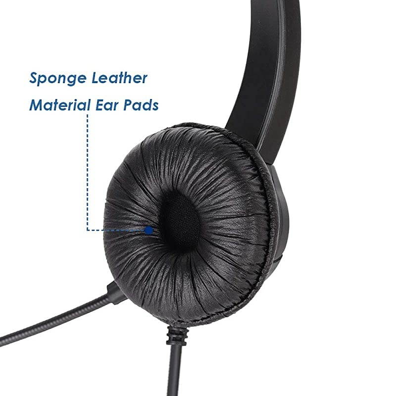 Headset Headphones with Volume+Mute Control+Standard 25mm Plug Jack for Cisco SPA Series Spa303 Spa504g and Other Polycom Soundpoint IP 320 330 Grandstream LinksysCortelco