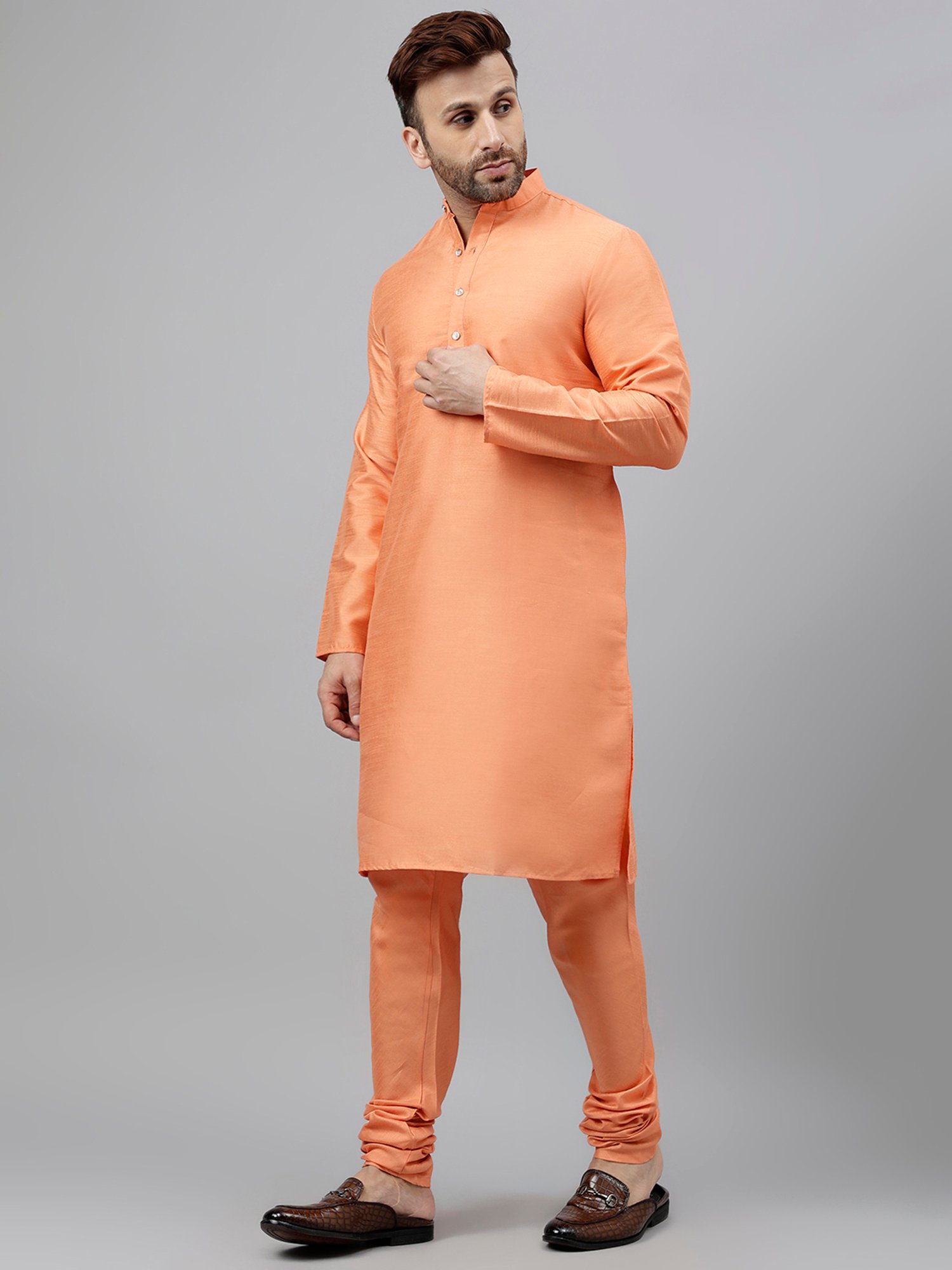 Hangup Peach Regular Fit Kurta & Churidar Set