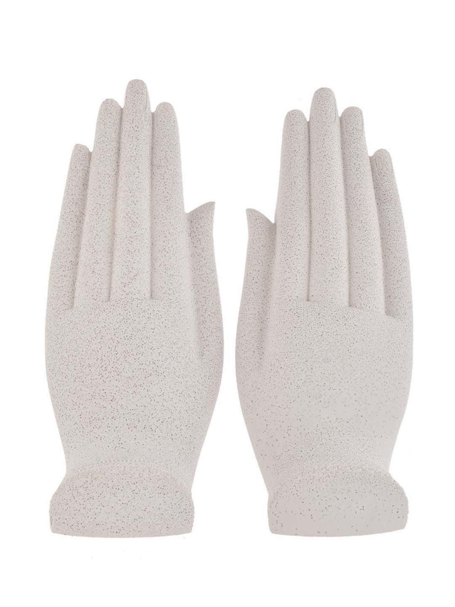 Tayhaa White Resin Palm Of Hand Meditating Buddha - Set of 2