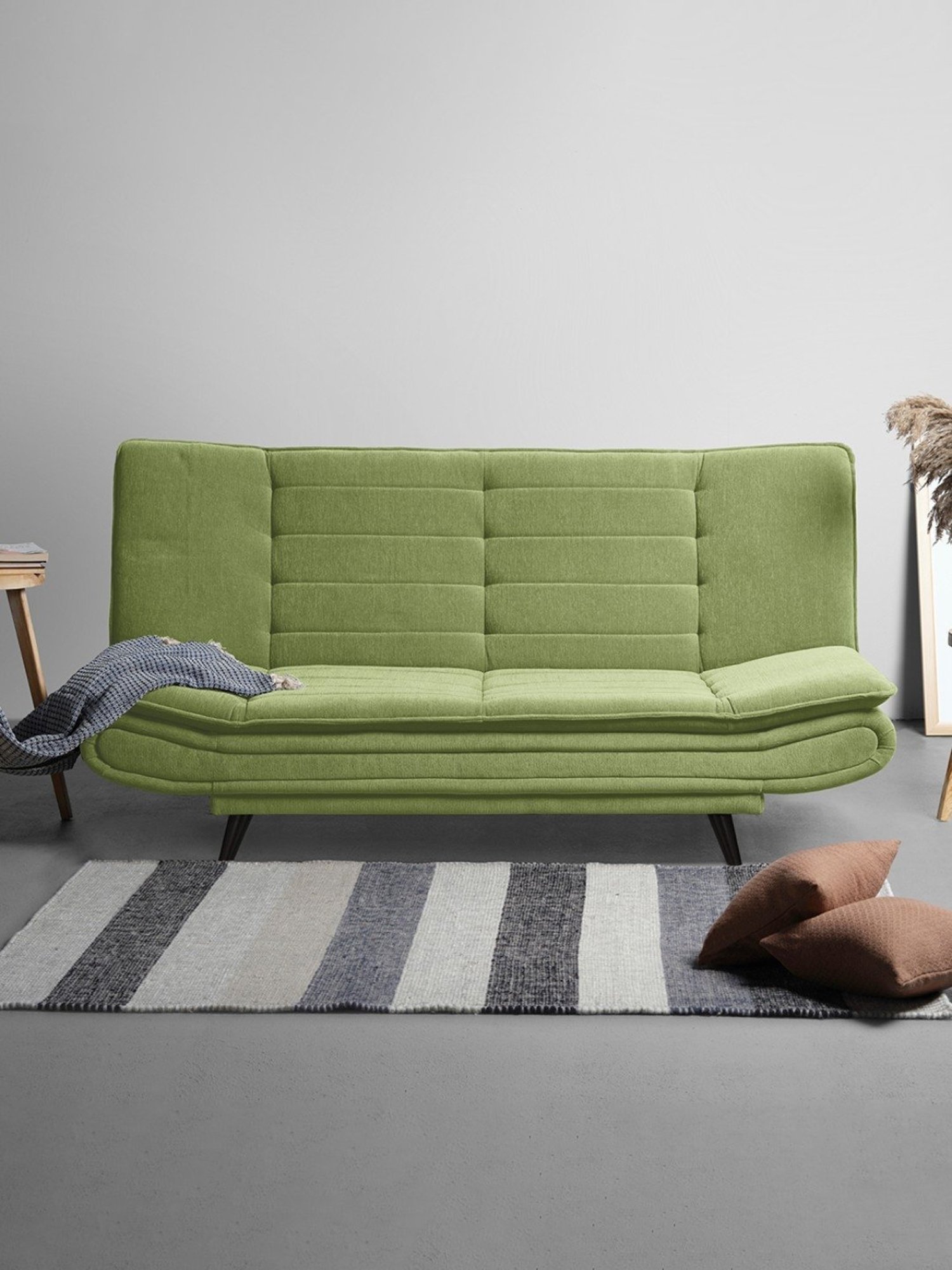 Sleepyhead Matcha Green Fabric Foldable 3 Seater Sofa Cum Bed