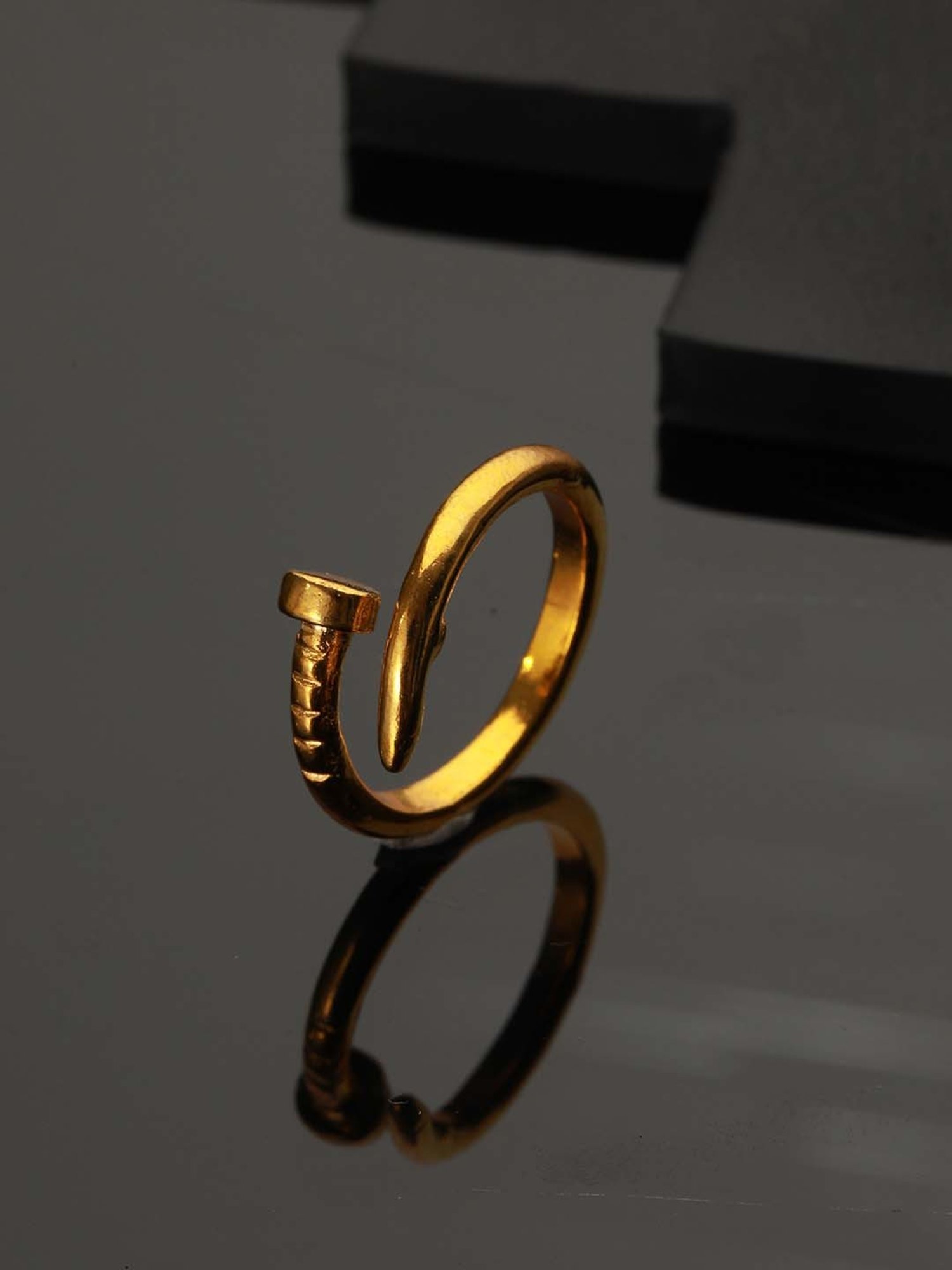 Bold by Priyaasi Twisted Nail Gold-Plated Ring for Men