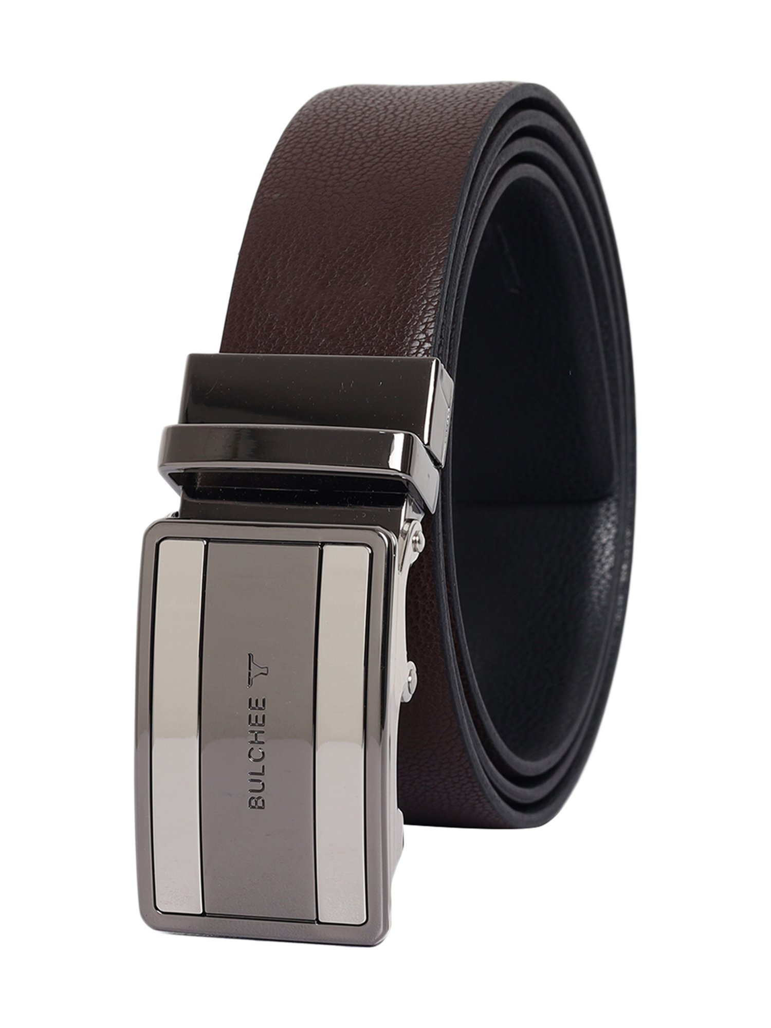 BELWABA Black Textured Formal Leather Belt for Men