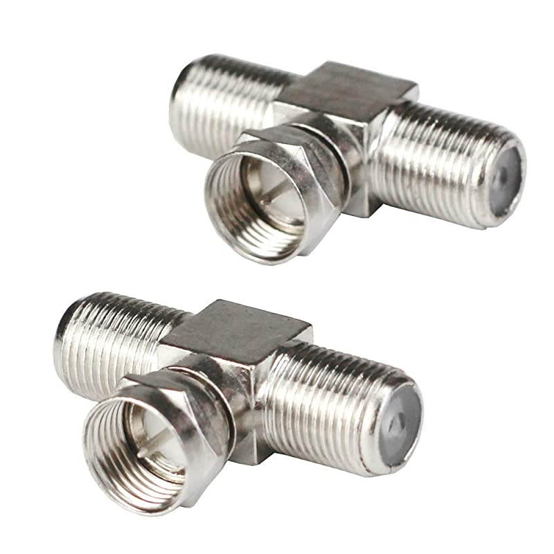 RG6 Coax Cable Splitter Combiner Adapter Connecter for TV Video Antenna Cable Satellite 2 Pack 3Way Male to 2 Female