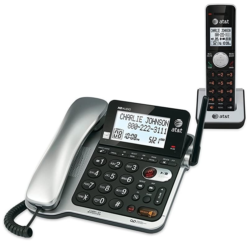 CL84102 DECT 60 Expandable CordedCordless Phone with Answering System and Caller IDCall Waiting Black 1 Corded and 1 Cordless Handset Renewed