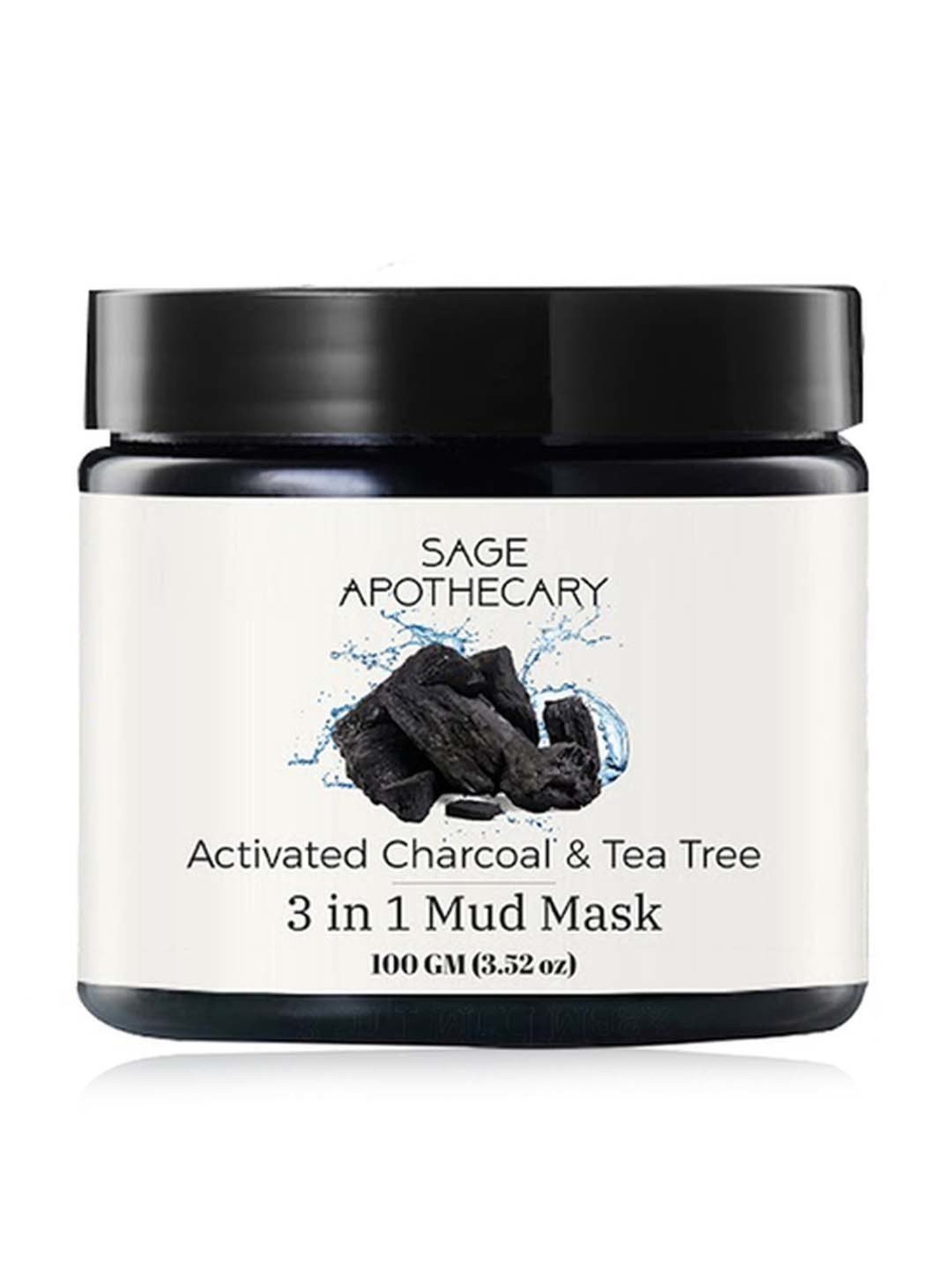 Sage Apothecary Activated Charcoal & Tea Tree 3 in 1 Mud Mask - 100 gm