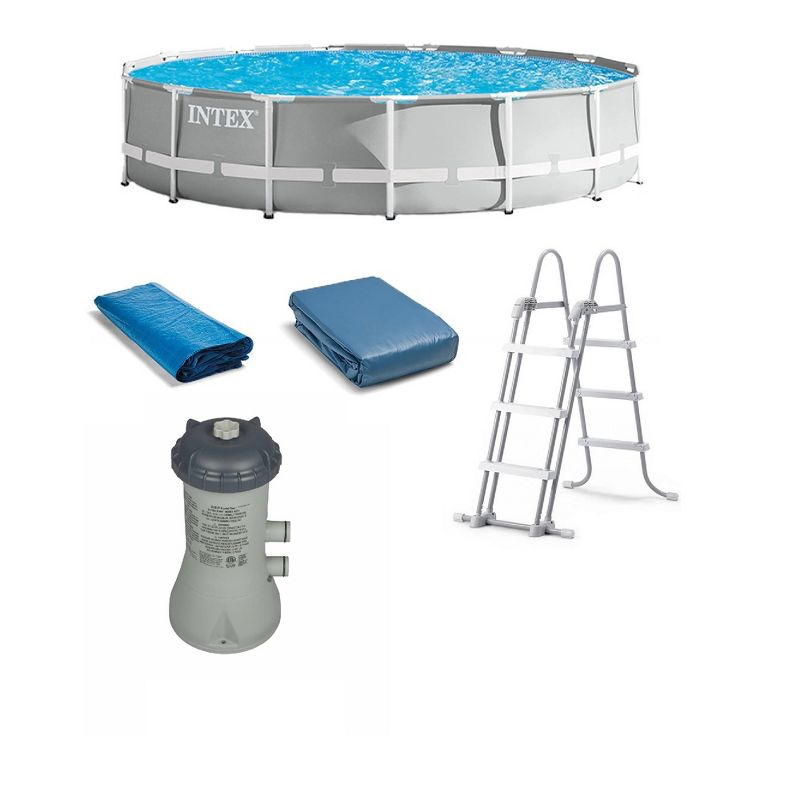 Intex 15' x 42" Prism Frame Above Ground Swimming Pool Set and Pool Filter Pump