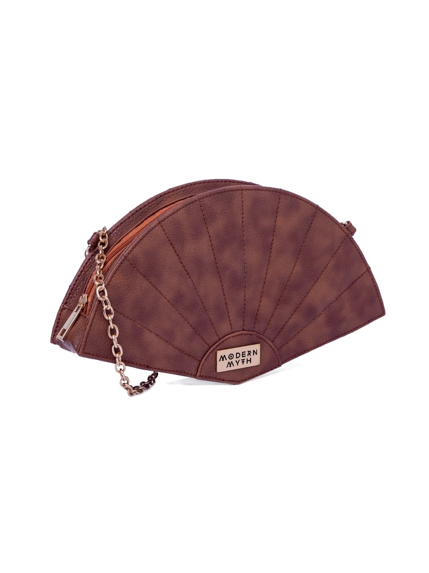 Modern Myth Tan Medium Fan Cross Body Bag