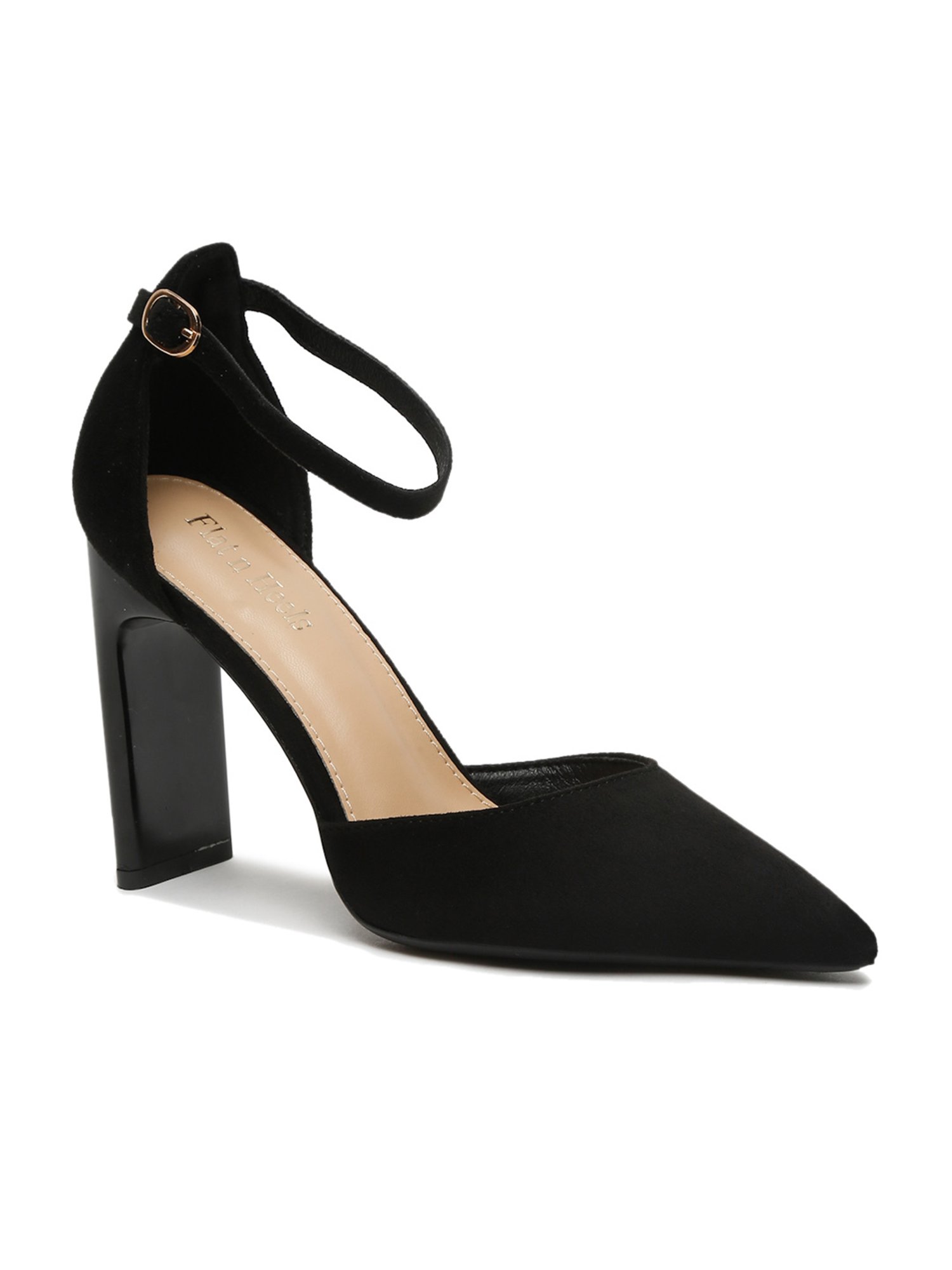 Flat N Heels Women's Black Ankle Strap Sandals