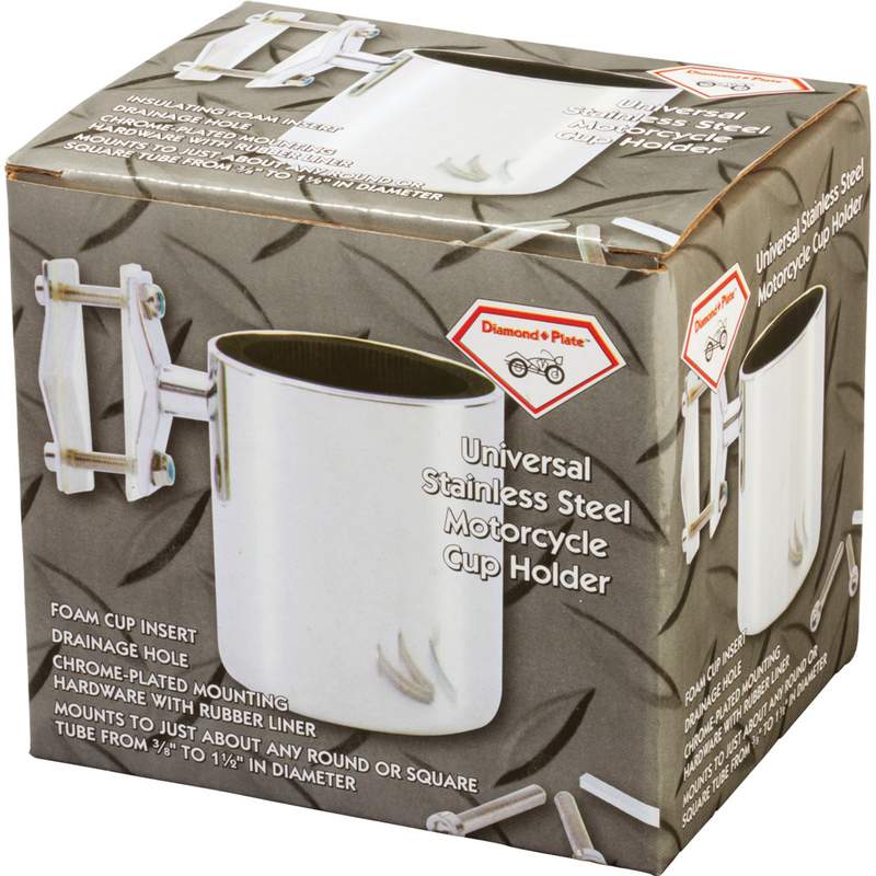 Diamond Plate Universal Stainless Steel Motorcycle Cup Holder