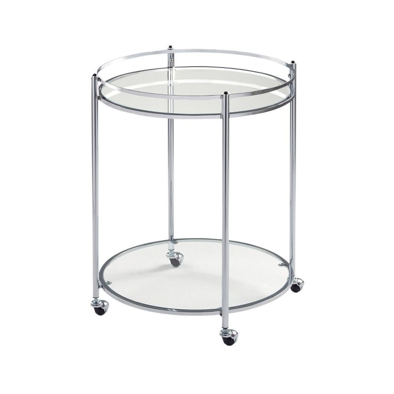 Veranda Round Bar Cart with Clear Glass Chrome - Studio Designs Home