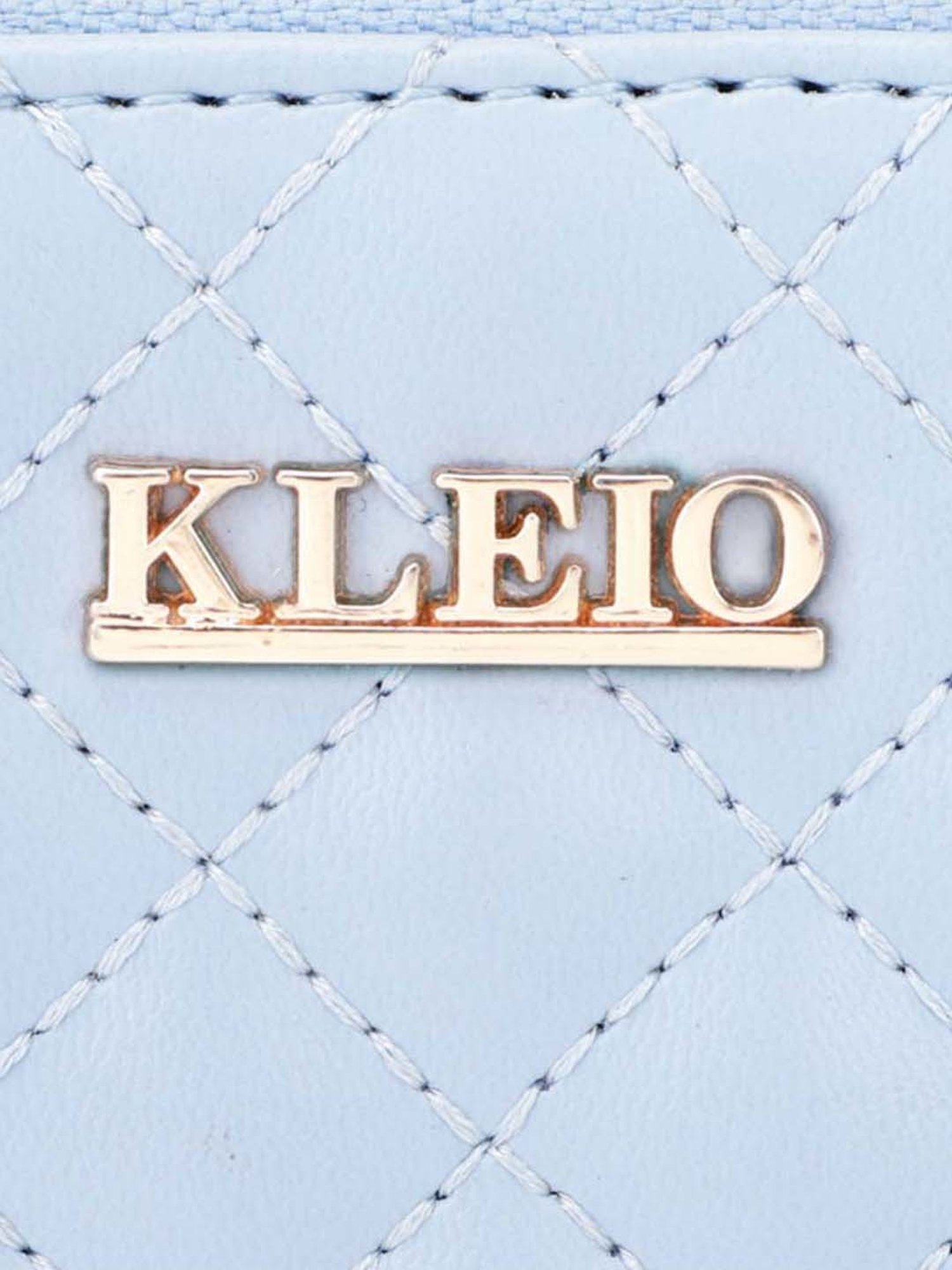 KLEIO Blue Quilted Zip Around Wallet for Women