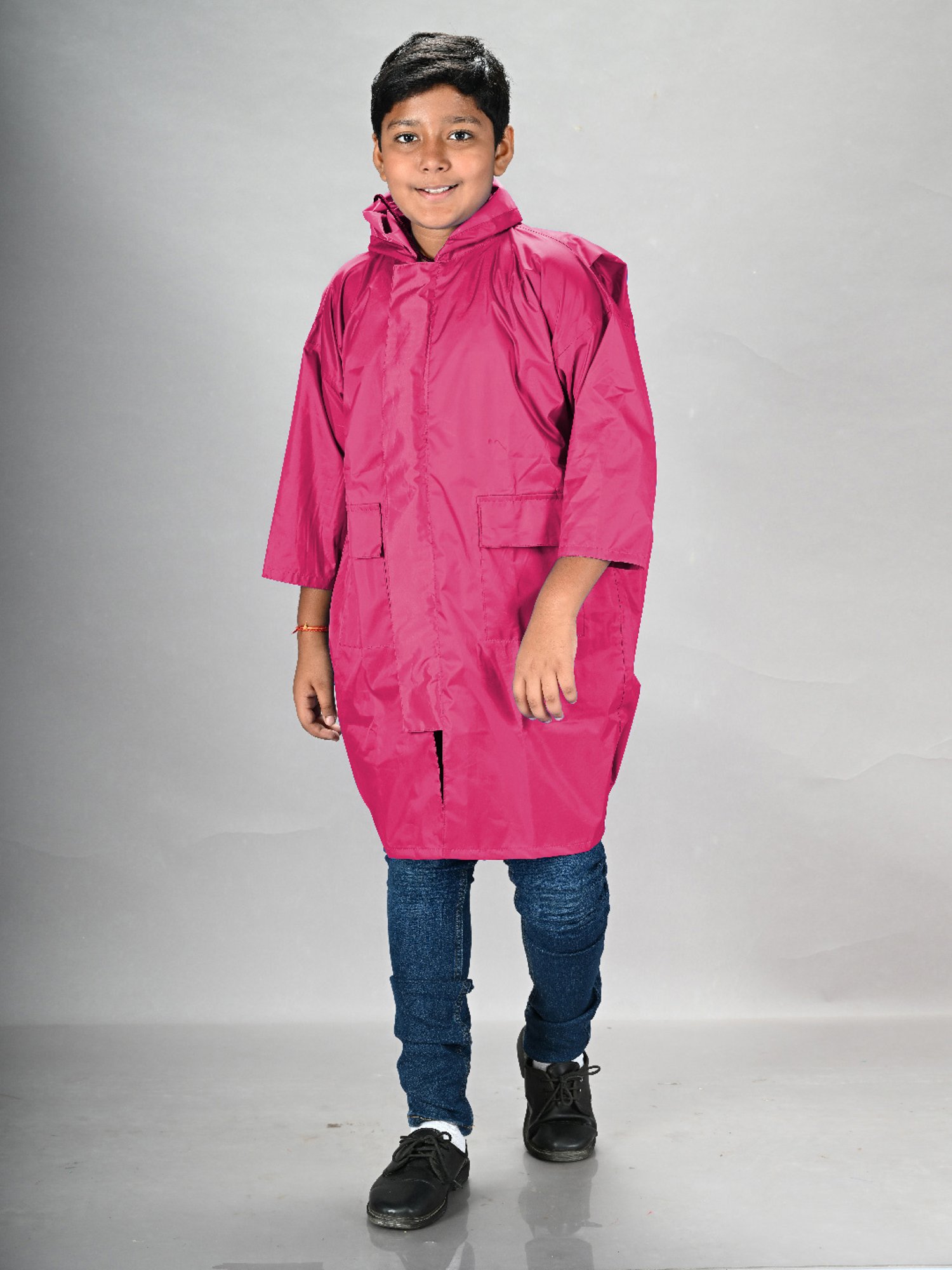 Little Surprise Box Kids Pink Printed Full Sleeves Raincoat