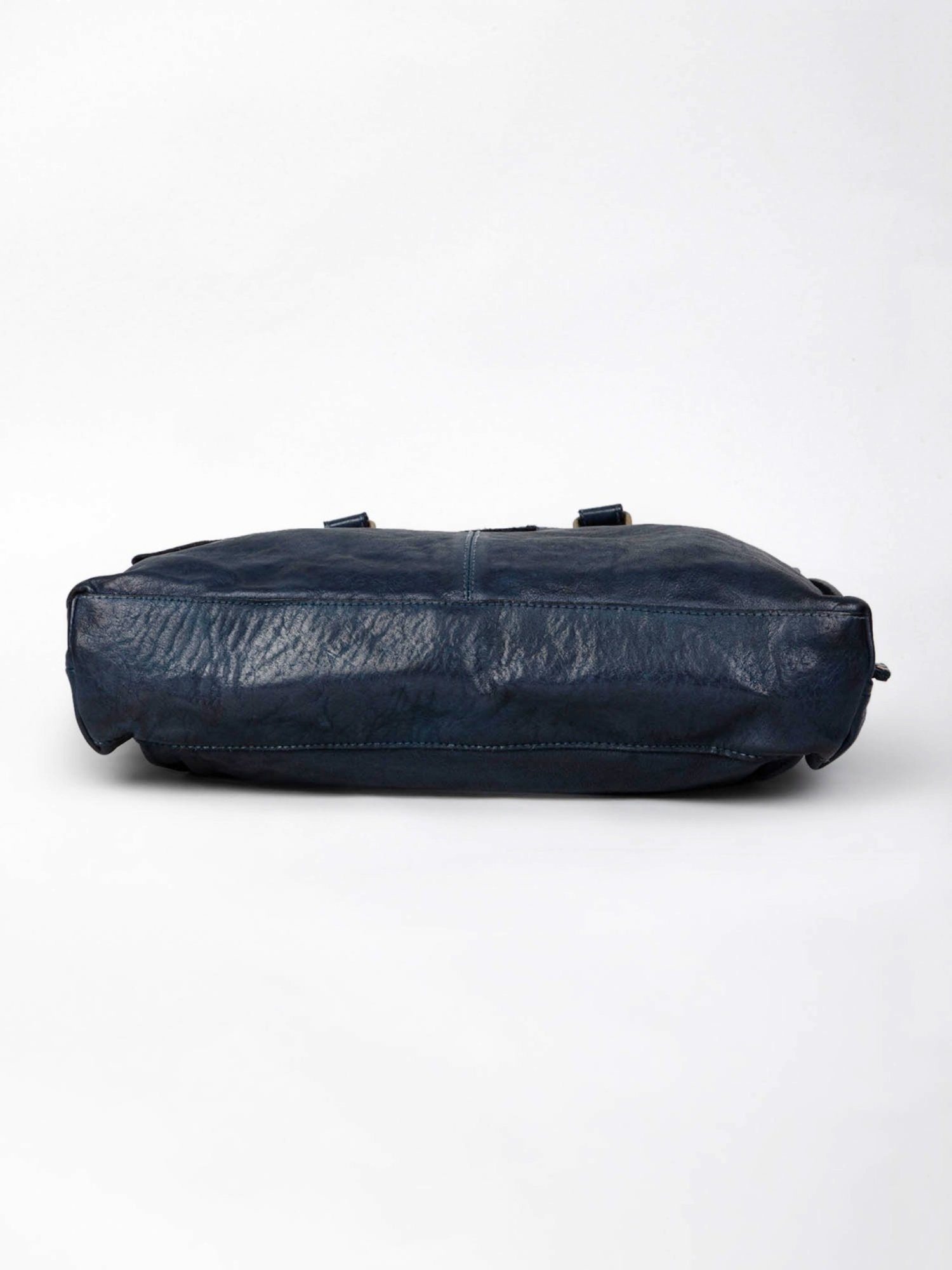 Art N Vintage Asher Navy Leather Solid Large Laptop Messenger Bag