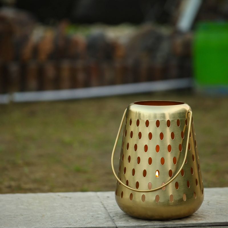 10" Small Metal Perforated Outdoor Lantern Gold - Opalhouse™