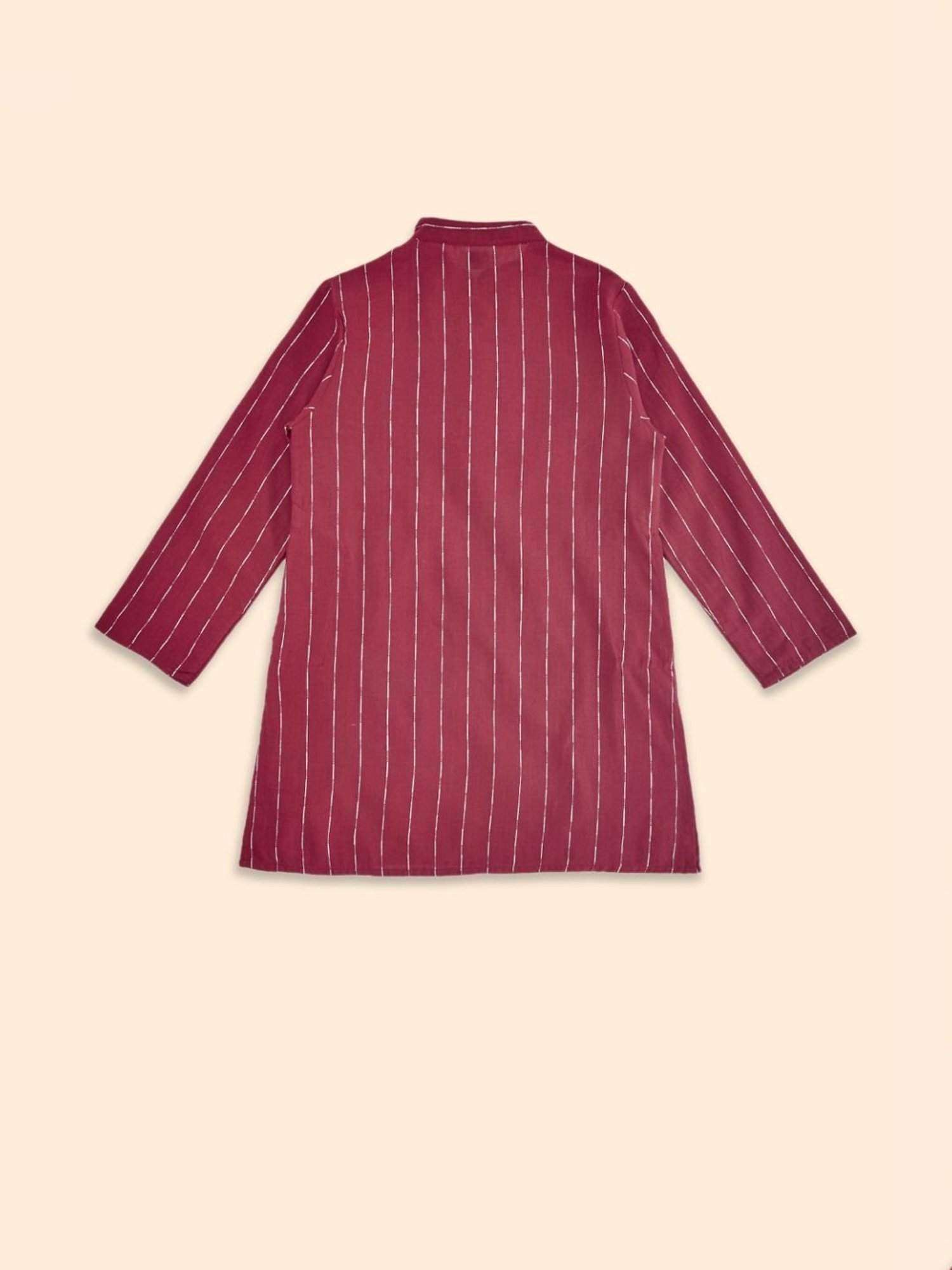 Indus Route by Pantaloons Kids Red & White Cotton Embroidered Full Sleeves Kurta Set