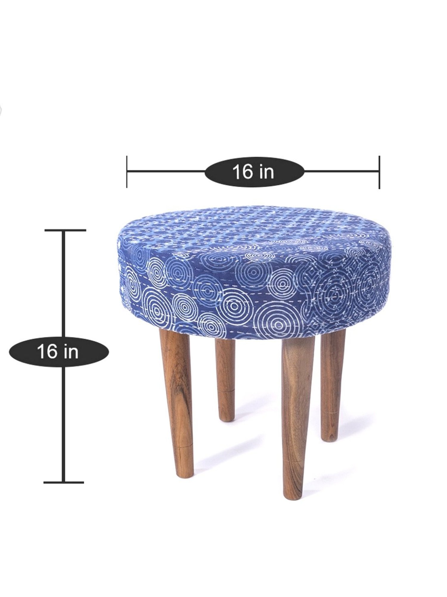 Chumbak French Sahara Solid Mustard Yellow Wood Ottoman