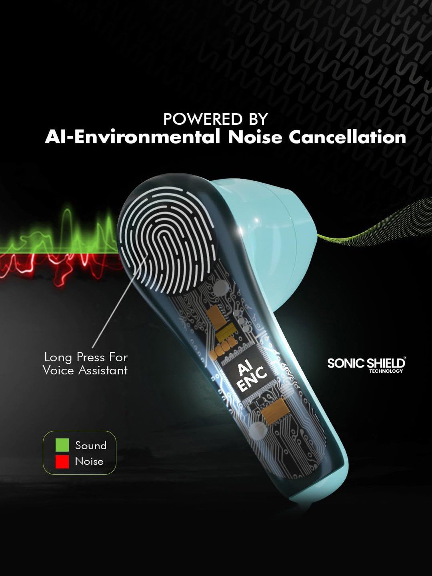 ACwO DwOTS 515 In Ear BT Earbuds with 50H Playtime, AI-ENC Technology (Aqua Blue, True Wireless)