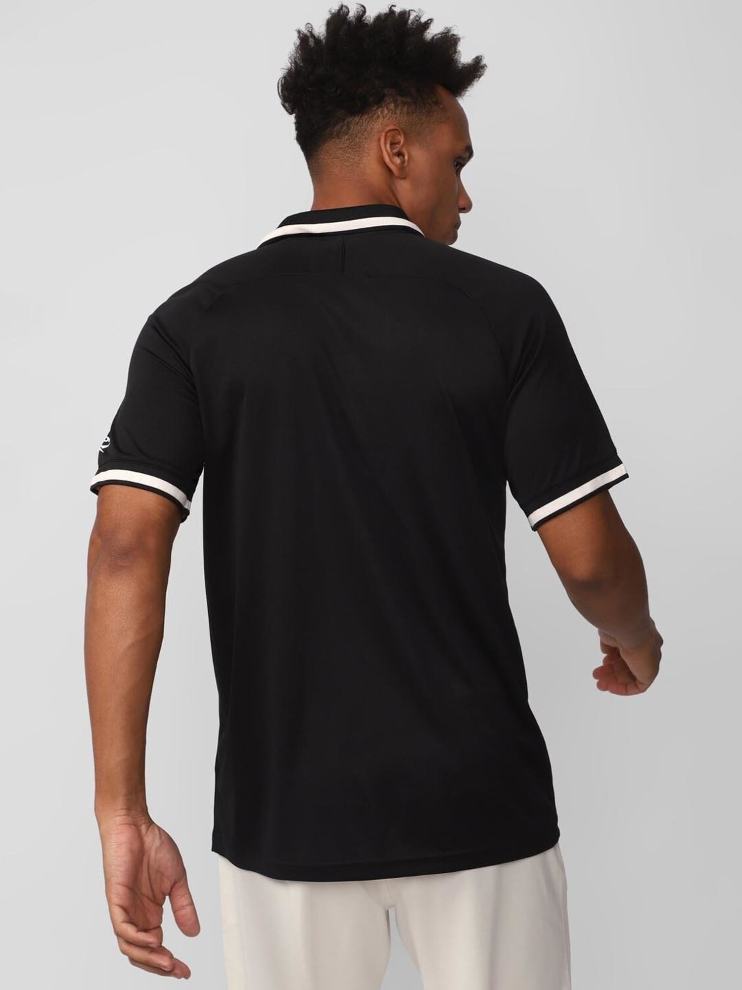 Reebok Black Slim Fit Printed Polo T-Shirt