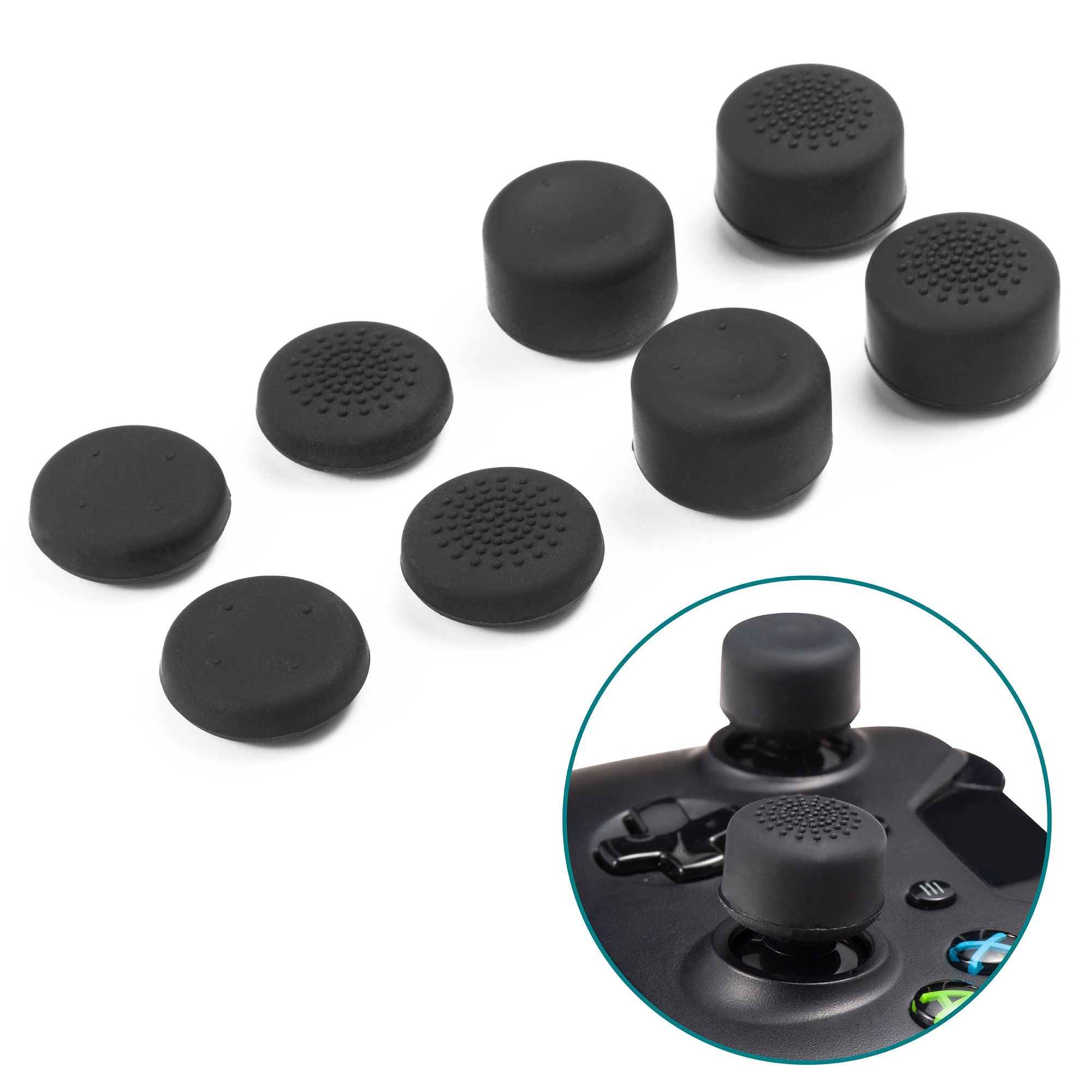 Insten [4 Pair / 8 Pcs] Thumb Grip for Xbox One PS4 Controller, Silicone Analog Thumbgrips Stick Cover Compatible with PS4 Xbox One S X Elite Wireless Controllers Joystick Cap Gamepad Anti-Slip