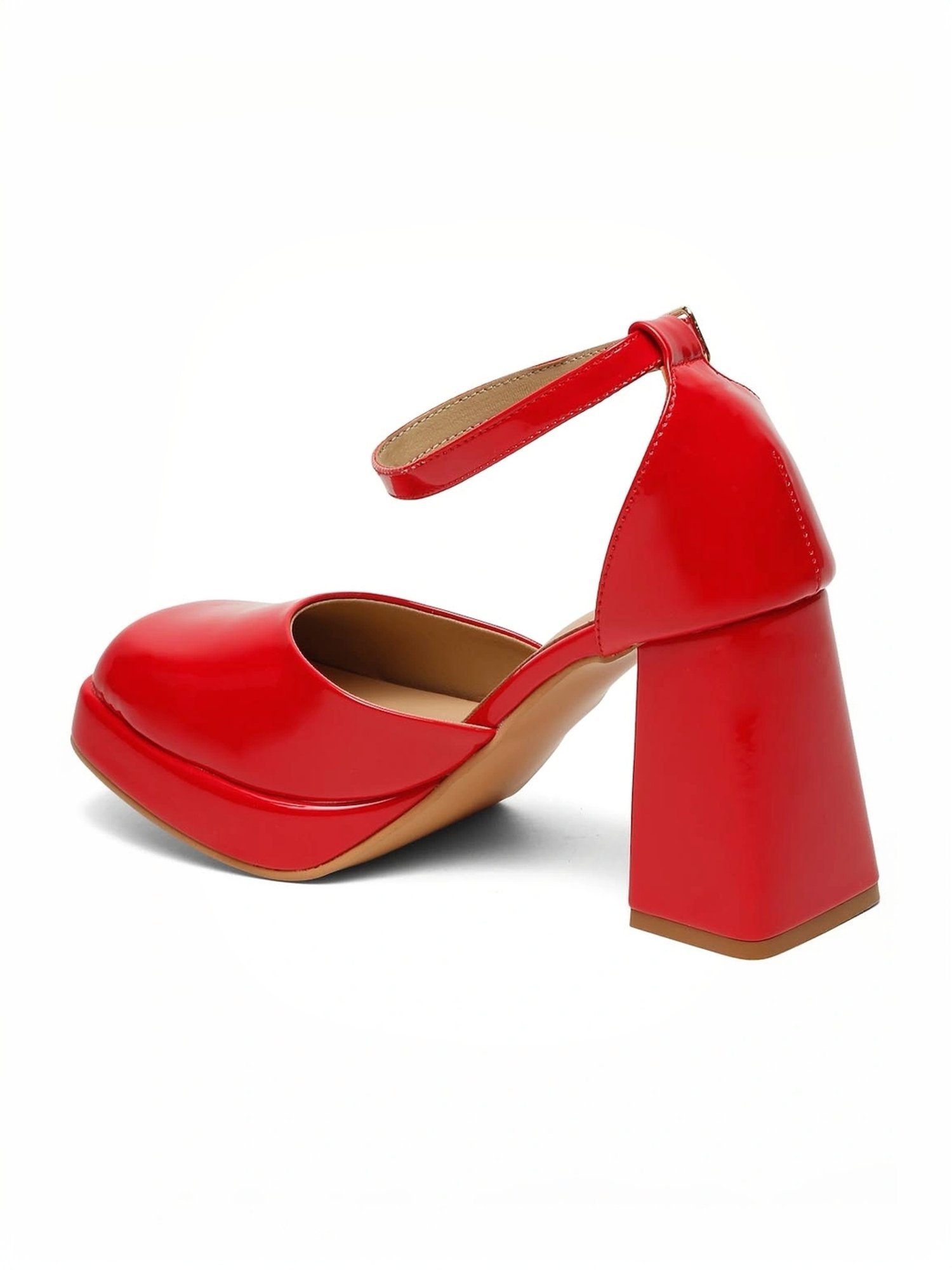 Flat N Heels Women's Red Ankle Strap Sandals