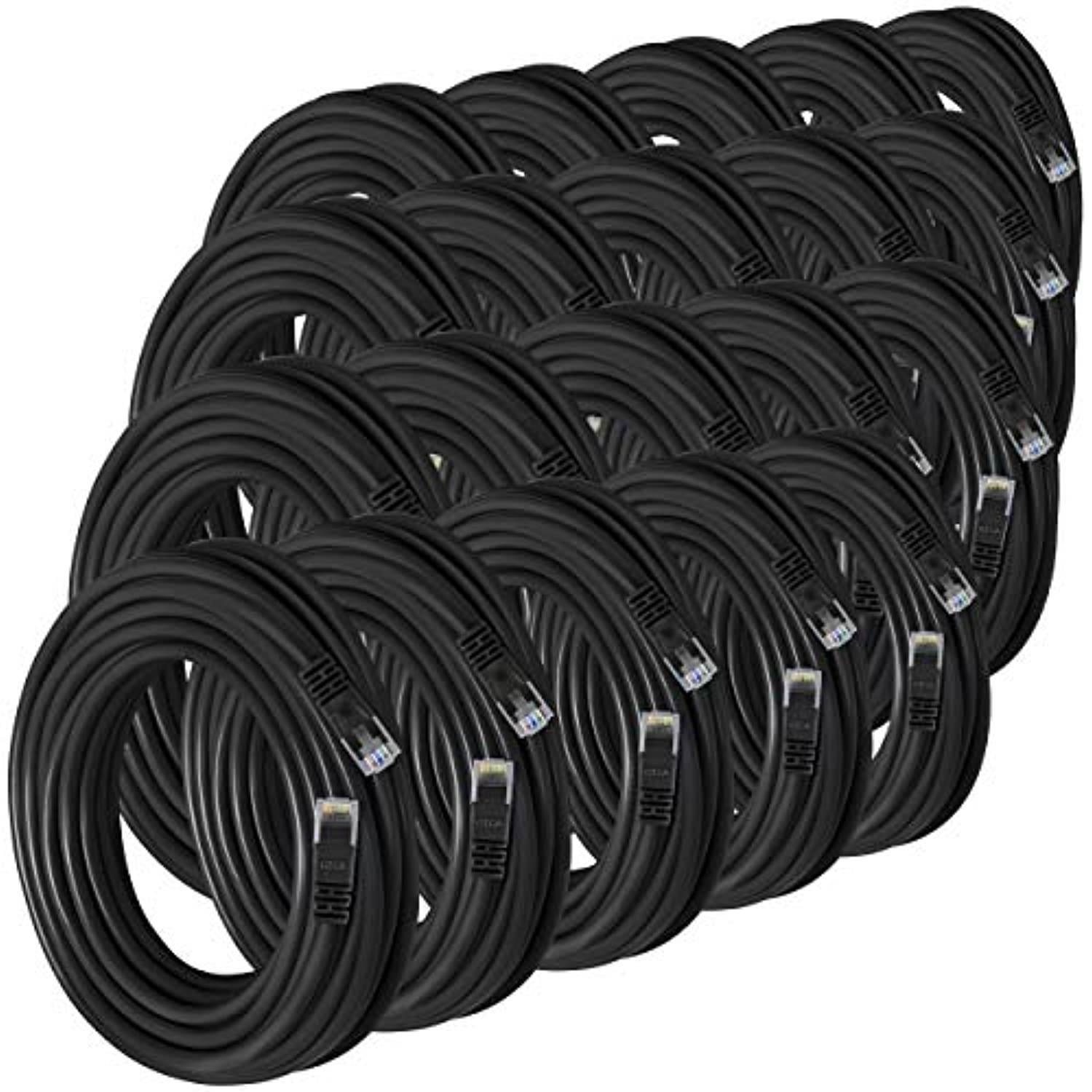 GearIT 20 Pack, Cat 6 Ethernet Cable Cat6 Snagless Patch 25 Feet - Computer LAN Network Cord, Black - Compatible with 5 Port Switch POE 5port Gigabit