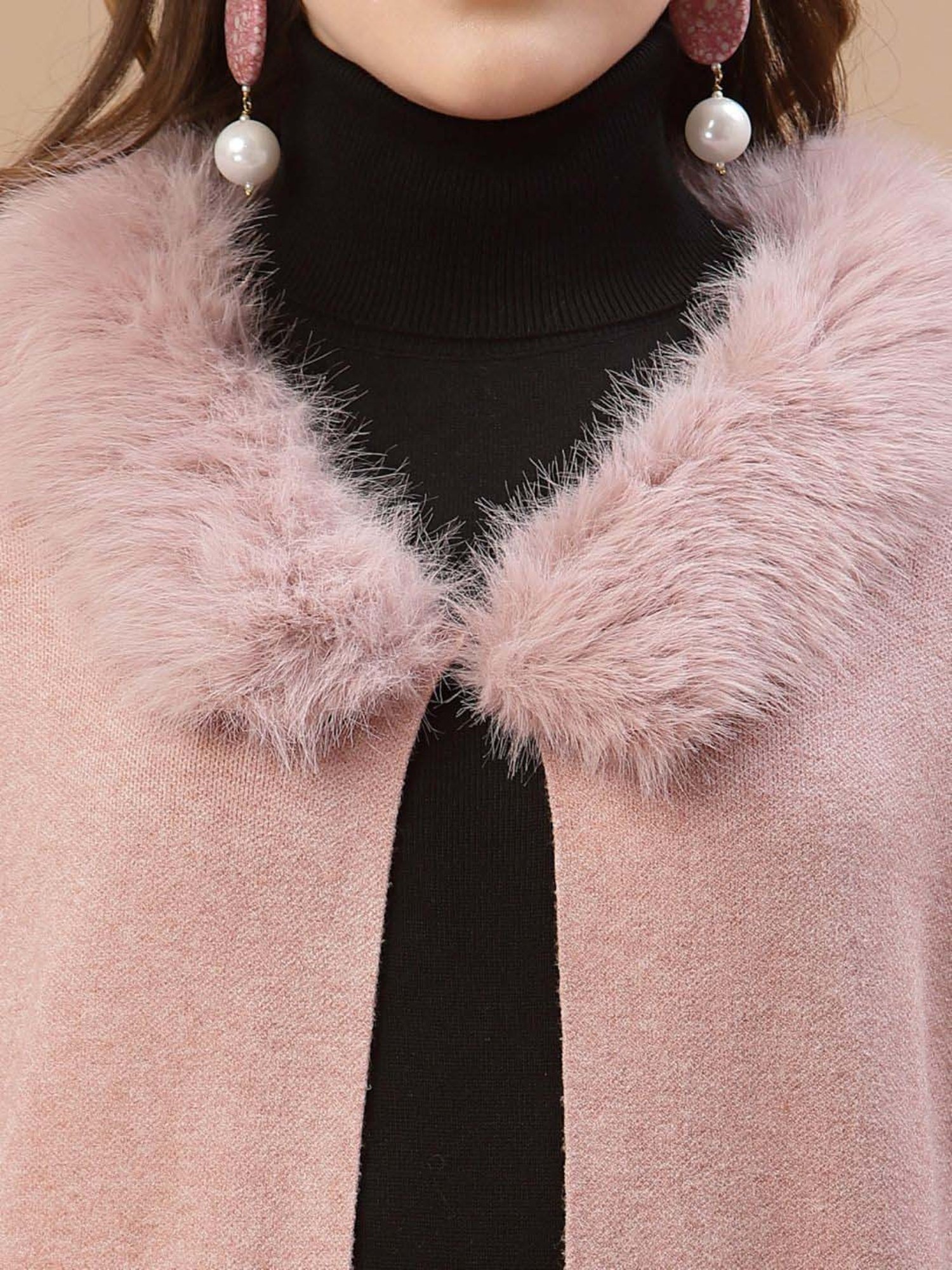 Mafadeny Peach Plain Shrug