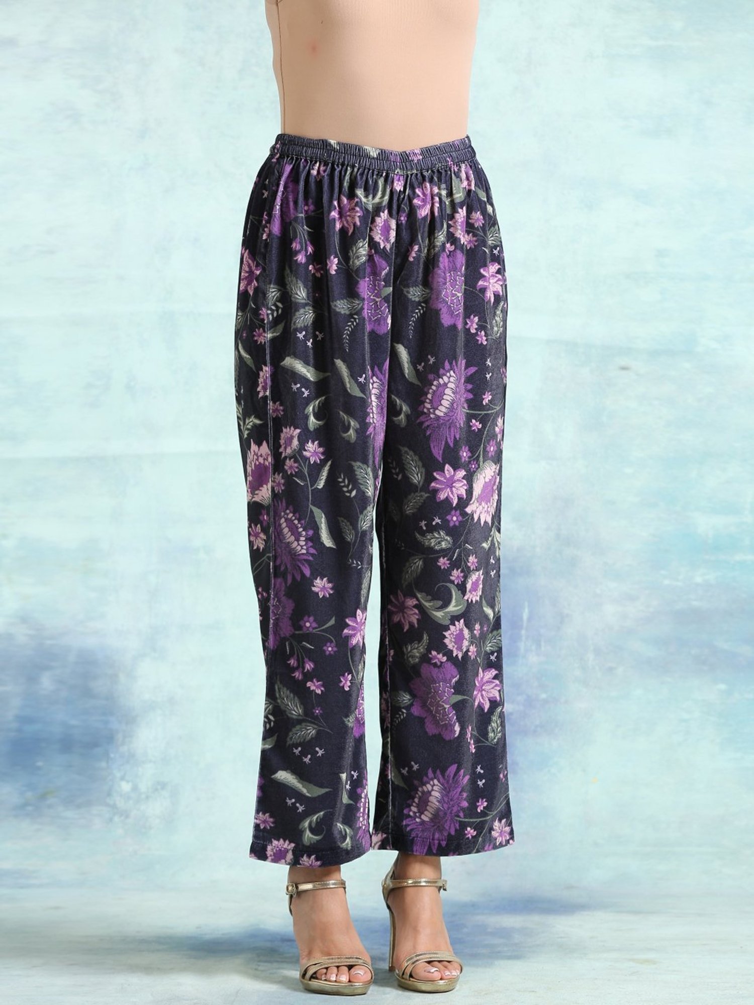 true Browns Black Printed Velvet Co-Ord set