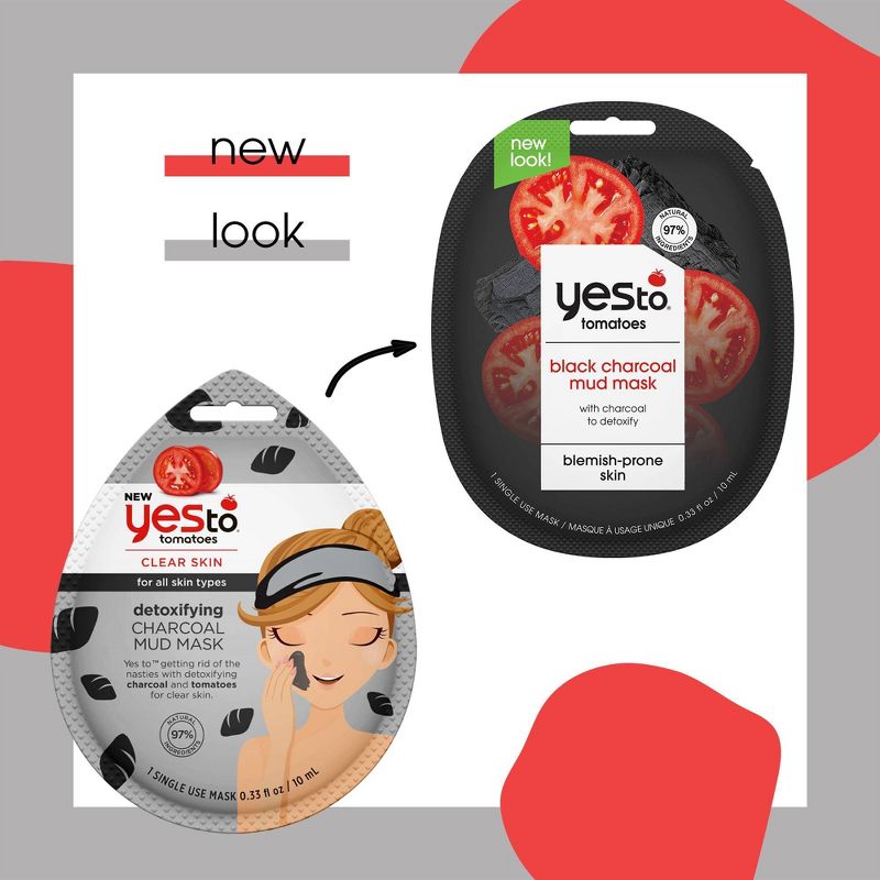 Yes To Tomatoes Detoxifying Black Charcoal Mud Mask - 0.33 fl oz