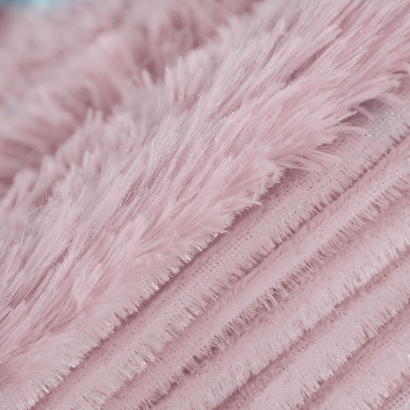 1 Pc Twin Microfiber Long Shaggy Bed Blankets Dark Pink  - PiccoCasa
