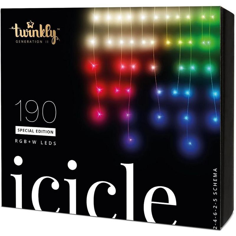 Kurt Adler Twinkly 190-Light RGBW LED Icicle Light Set